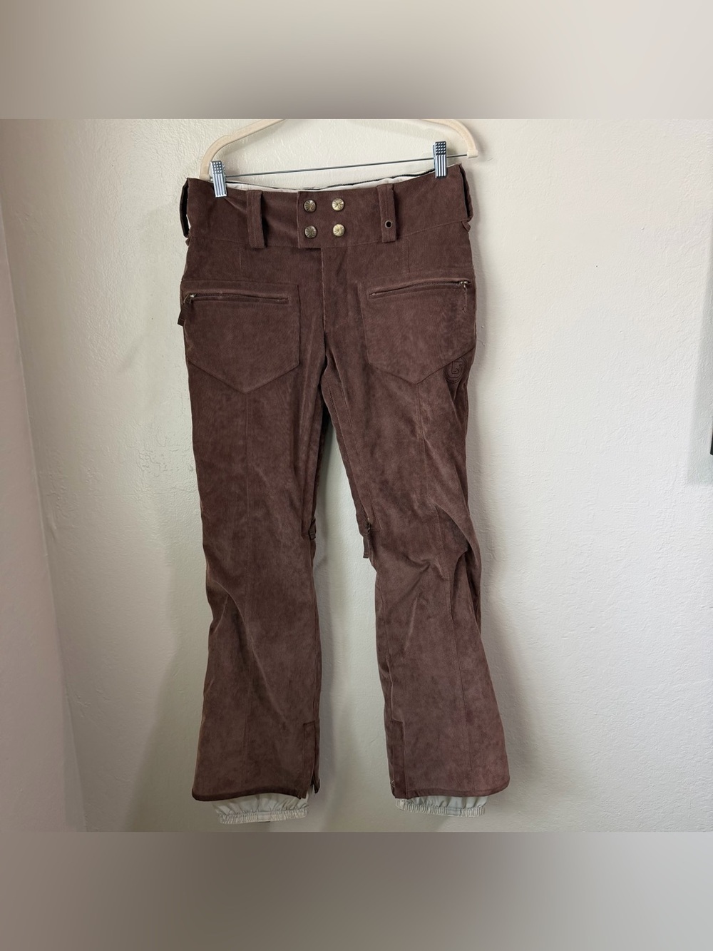 Burton Corduroy Snowboard Pants size S color Chocolate/ Earth Brown waterproof